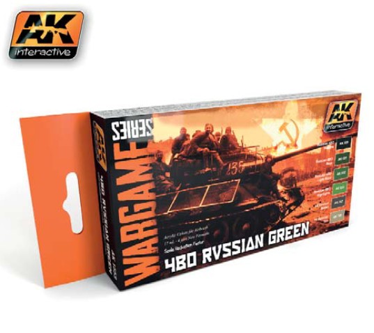 Image 0 of AK Interactive Wargame Series: 4BO Russian Green Acrylic Paint Set (6 Colors) 17