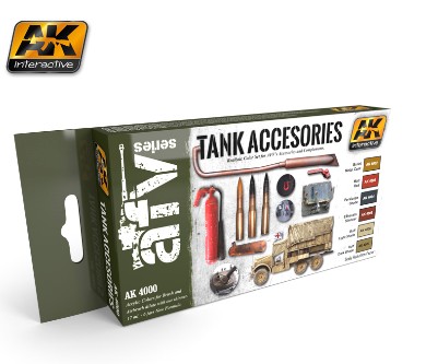 AK Interactive Tank Accessories Acrylic Paint Set (6 Colors) 17ml Bottles