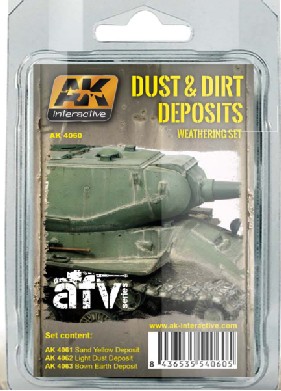 AK Interactive Dust & Dirt Deposits Weathering Enamel Paint Set (3 Colors) 35ml 