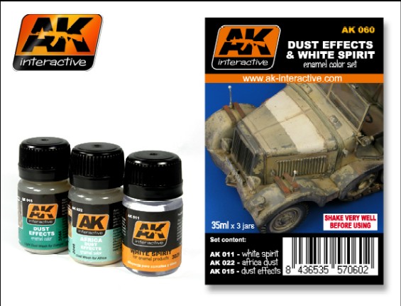 AK Interactive Dust Effects & White Spirit Enamel Paint Set (11, 15, 22)