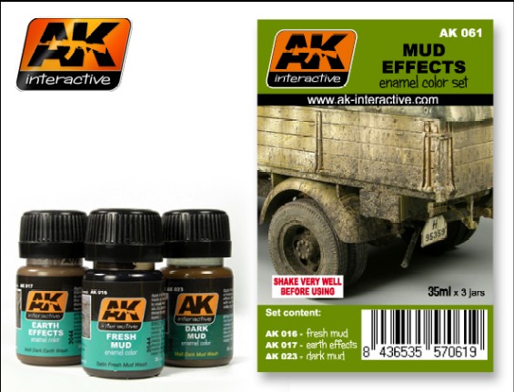 AK Interactive Mud Effects Enamel Paint Set (16, 17, 23)