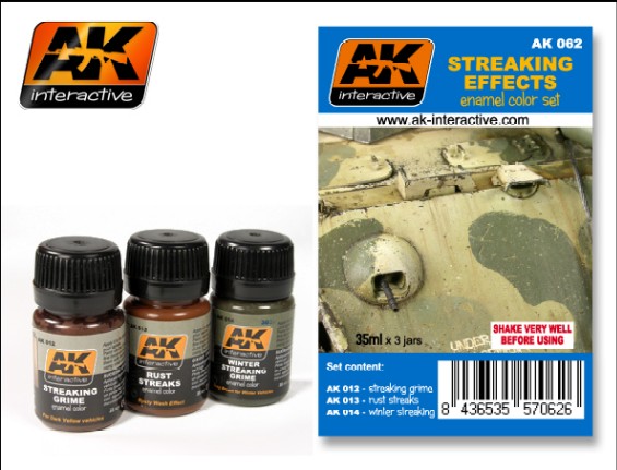 Image 0 of AK Interactive Streaking Effects Enamel Paint Set (12, 13, 14)