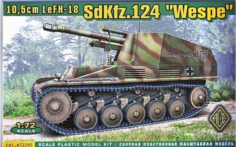 Image 0 of Ace Plastic Models 1/72 SdKfz 124 Wespe German Tank w/10.5cm LeFH18 Gun