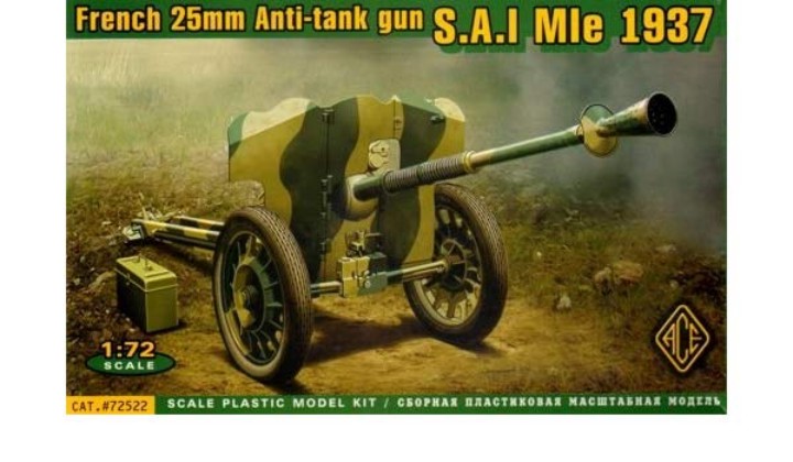 Ace Plastic Models 1/72 French SAI Mle Mod 1937 25mm Anti-Tank Gun