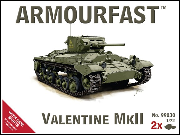 Image 0 of Armourfast 1/72nd Scale Valentine Mk II Tank w/Side Skirts (2) 99030