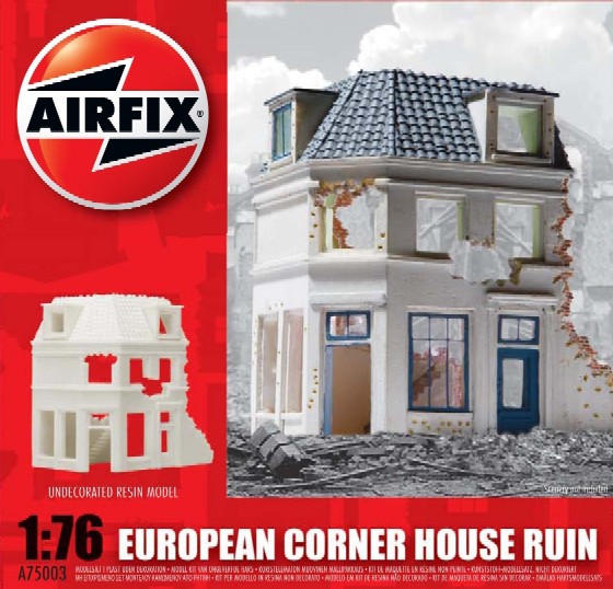 Image 0 of Airfix 1/76 European Ruined 2-Story Corner House Resin Ready-Built Unpainted (D)