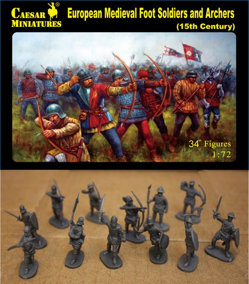 Caesar Miniatures 1/72 15th Century European Medieval Foot Soldiers & Archers (3