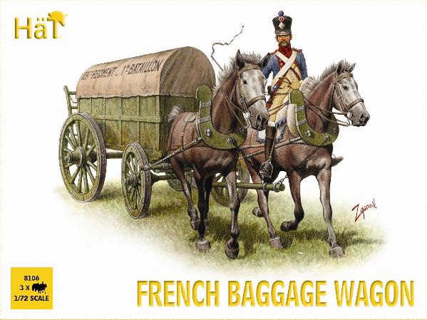 Hat 1/72 Napoleonic French Horse Drawn Baggage Wagon (3 Sets)