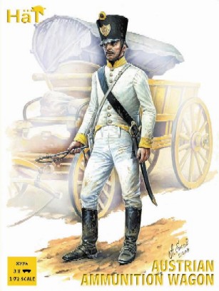 Hat 1/72 Napoleonic Austrian Horse Drawn Ammunition Wagon (3 Sets)