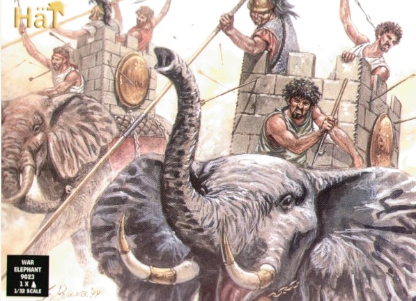 HAT 1/32 Hannibal's Carthaginian War Elephant (1 w/Howdah & 3 Figs)
