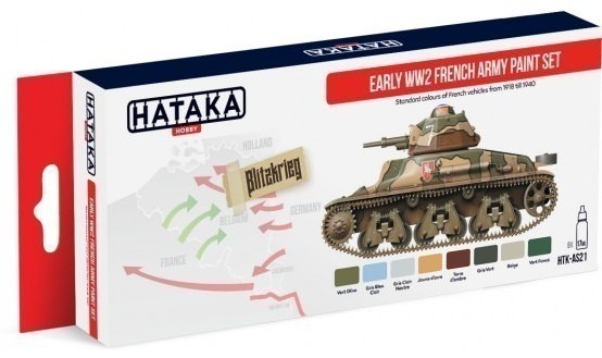 Hataka Hobby Early WWII French Army 1918-1940 Paint Set (8 Colors) 17ml Bottles
