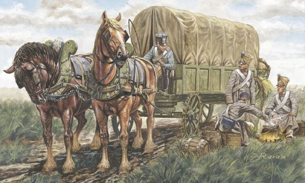 Image 0 of Italeri 1/72 Napoleonic War: French Army Support Convoy (9 Figs w/4 Horses & Wag
