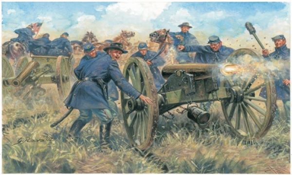 Italeri 1/72 American Civil War: Union Artillery (13, 8 Horses, 2 Guns)