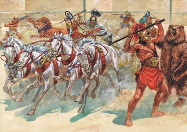 Image 0 of Italeri 1/72 Gladiators (13, 4 Horses, Chariot, 2 Lions, Bear)