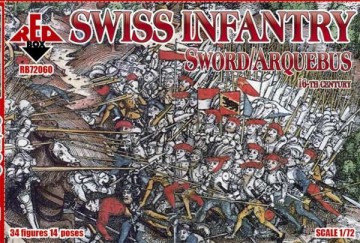 Red Box Figures  1/72 Swiss Infantry w/Sword/Arquebus Weapons XVI Century