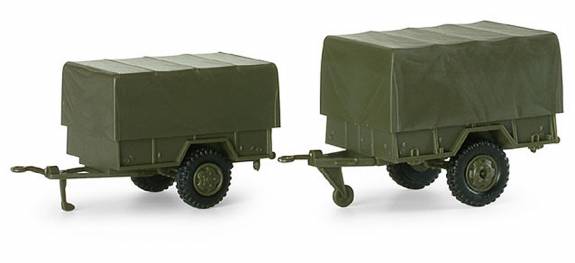 Image 0 of Herpa Minitanks 1/87 M101A1 & M105A2 1.5-Ton Trailers w/Canvas-Type Cover