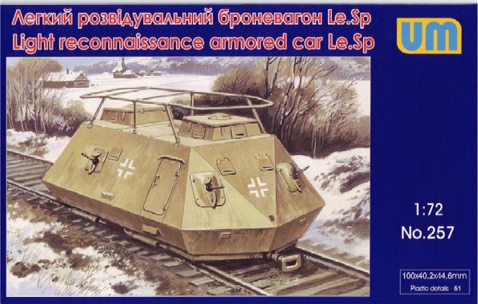 Image 0 of Unimodels Plastic Model Kit 1/72 LeSp Light Recon Armored Railcar (D)