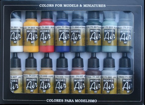 Vallejo Paints 17ml Bottle Basic Model Air Paint Set (16 Colors)