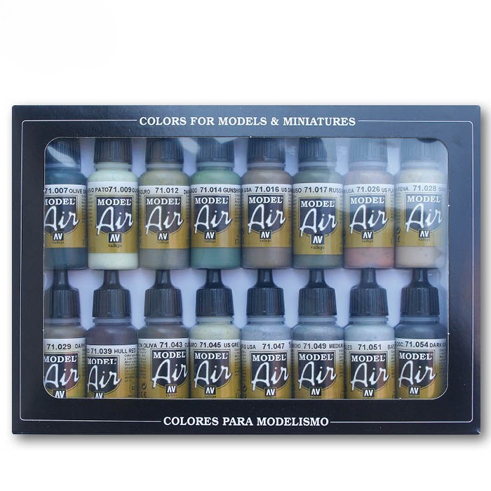 Image 0 of Vallejo Paints 17ml Bottle WWII Allied Forces Model Air Paint Set (16 Colors)