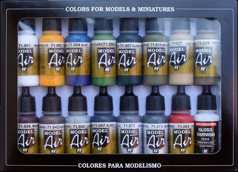 Image 0 of Vallejo Paints 17ml Bottle Building Model Air Paint Set (16 Colors)