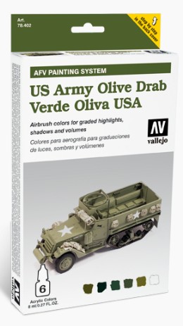 Vallejo Paints 8ml Bottle AFV US Army Olive Drab AFV Paint Set (6 Colors)