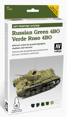Image 0 of Vallejo Paints 8ml Bottle AFV Russian Green 4BO AFV Paint Set (6 Colors)