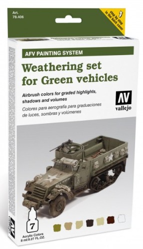 Image 0 of Vallejo Paints 8ml Bottle Green Vehicles AFV Weathering Set (7 Colors)