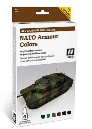 Vallejo Paints 8ml Bottle NATO Armor Camouflage AFV Paint Set (6 Colors)