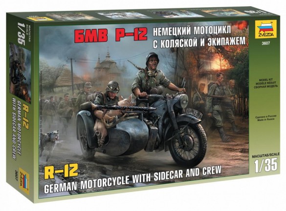 Image 0 of Zvezda 1/35 German R12 Motorcycle w/Sidecar & 3 Crew