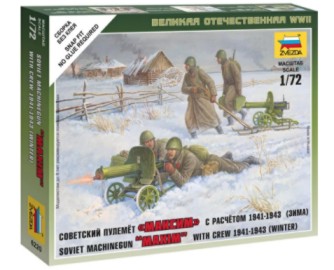 Image 0 of Zvezda 1/72 WWII Soviet Machine Gun Maxim w/Crew 1941-43 (4 & 2 Guns) (Snap)
