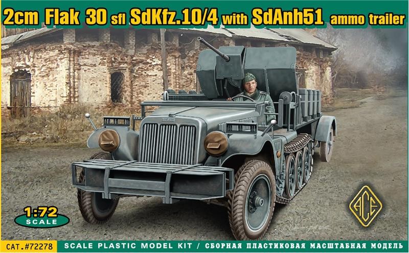 Image 0 of Ace Plastic Models 1/72 SdKfz 10/4 Halftrack w/2cm Flak 30 Gun & SdAnh 51 Ammo T