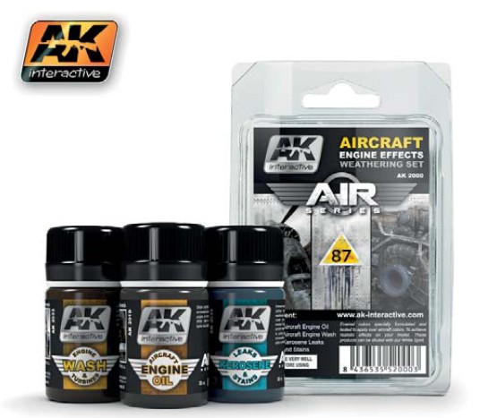 AK Interactive Air Series: Aircraft Engine Effects Enamel Weathering Set (3 Colo