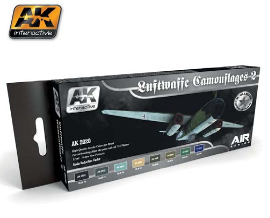 AK Interactive Air Series: Luftwaffe Camouflages Vol.2 Acrylic Paint Set (8 Colo