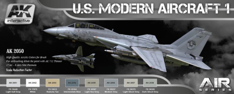 Image 0 of AK Interactive Air Series: US Modern Aircraft 1 Colors Acrylic Paint Set (8 Colo