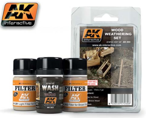 AK Interactive Wood Weathering Enamel Paint Set (3 Colors) 35ml Bottle