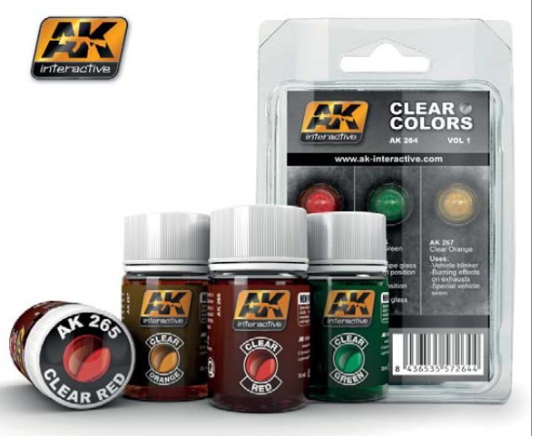 Image 0 of AK Interactive Clear Colors Enamel Paint Set Vol.1 (3) 35ml Bottle