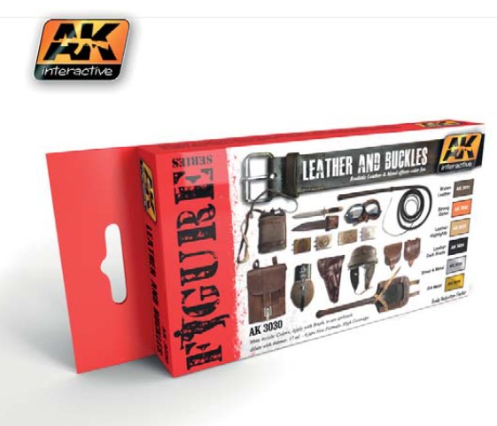 AK Interactive Figure Series: Leather & Buckles Acrylic Paint Set (6 Colors) 17m