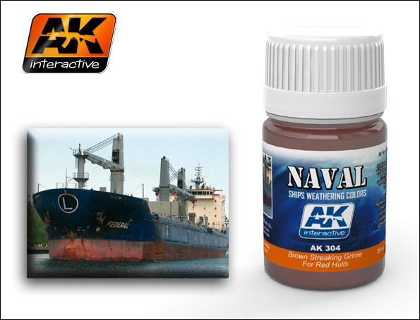 Image 0 of AK Interactive Red Hulls Brown Streaking Grime Enamel Paint 35ml Bottle