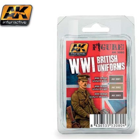 AK Interactive Figure Series: WWI British Uniforms Acrylic Paint Set (3 Colors) 