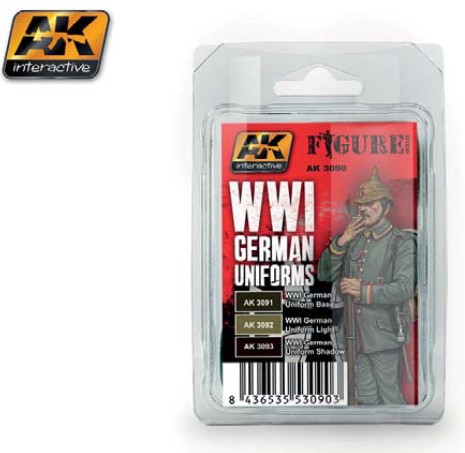 AK Interactive Figure Series: WWI German Uniforms Acrylic Paint Set (3 Colors) 1