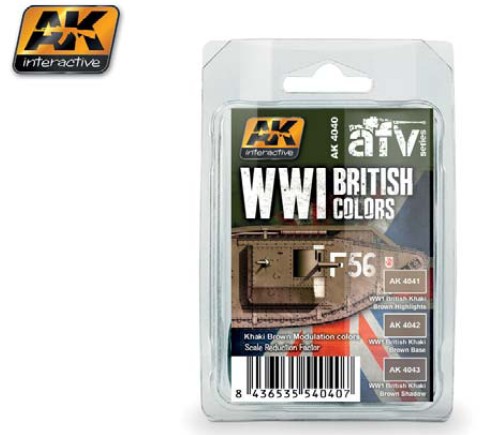 Image 0 of AK Interactive WWI British Colors Khaki Brown Modulation Acrylic Paint Set (3 co