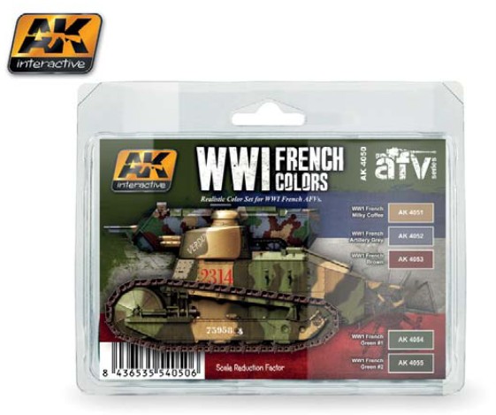 Image 0 of AK Interactive WWI French Colors Acrylic Paint Set (5 Colors) 17ml Bottles