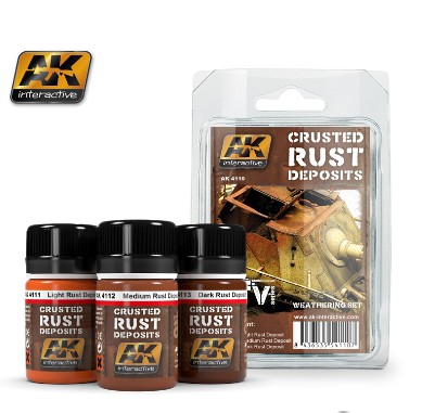 AK Interactive Crusted Rust Deposits Weathering Enamel Paint Set (3 Colors) 35ml
