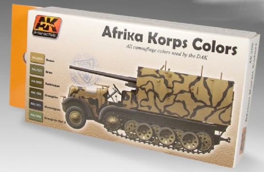 Image 0 of AK Interactive Afrika Korps Camouflage Acrylic Paint Set (6 Colors) 17ml Bottles