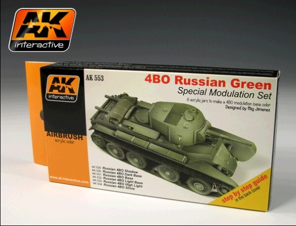 AK Interactive Russian Green 4BO Modulation Acrylic Paint Set (6 Colors) 17ml Bo