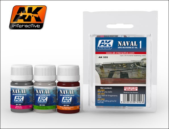 Image 0 of AK Interactive Naval Ships Weathering Vol.1 Enamel Paint Set (302, 303, 304)