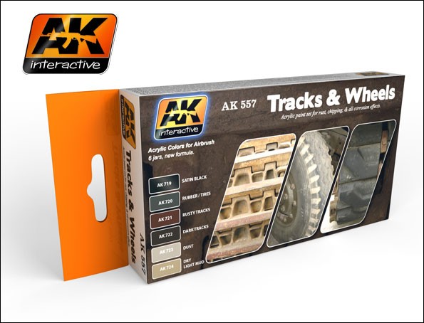 AK Interactive Track & Wheels Acrylic Paint Set (6 Colors) 17ml Bottles