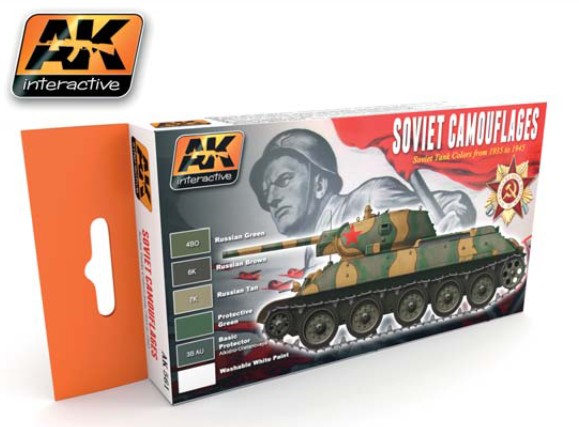 Image 0 of AK Interactive Soviet Tank Camouflage 1935-1945 Acrylic Paint Set (6 Colors) 17m