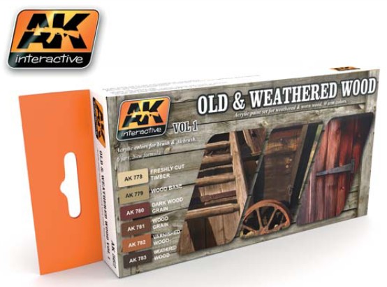 AK Interactive Old & Weathered Wood Vol.1 Acrylic Paint Set (6 Colors) 17ml Bott