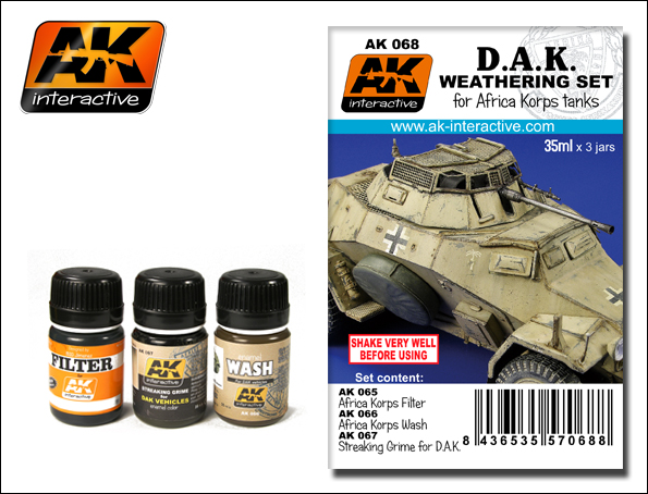 Image 0 of AK Interactive DAK Africa Korps Tanks Enamel Paint Set (65, 66, 67)